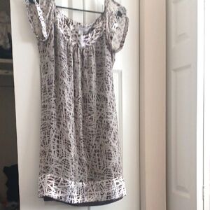 Dressbarn Silver Ruffled Dress Relaxed Fit